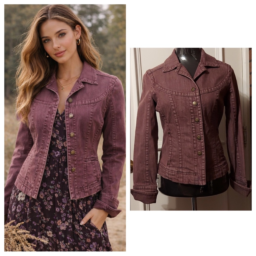 Dusty Purple Denim Jacket Small Whimsigoth Cottagecore Fitted Jean Coat